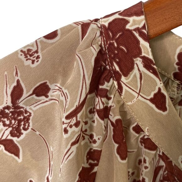 Bishop + Young Floral Button Front Long Sleeve Eva Blouse Split V-Neck Oversized - Picture 5 of 16